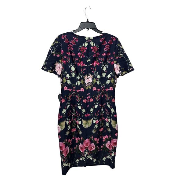 ADRIANNA PAPELL Women Navy Blue Floral Midi Dress 12 - Picture 3 of 7